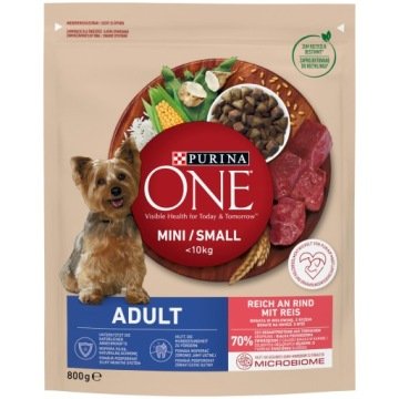 Purina One Mini Adult Pies Wołowina i Ryż 800g