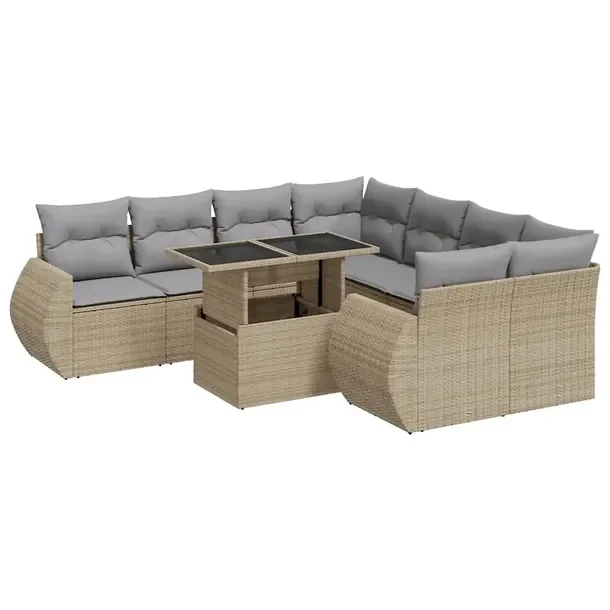 Zestaw wypoczynkowy ogrodowy beżowy rattan PE 4 siedziska + stół 55 x 62