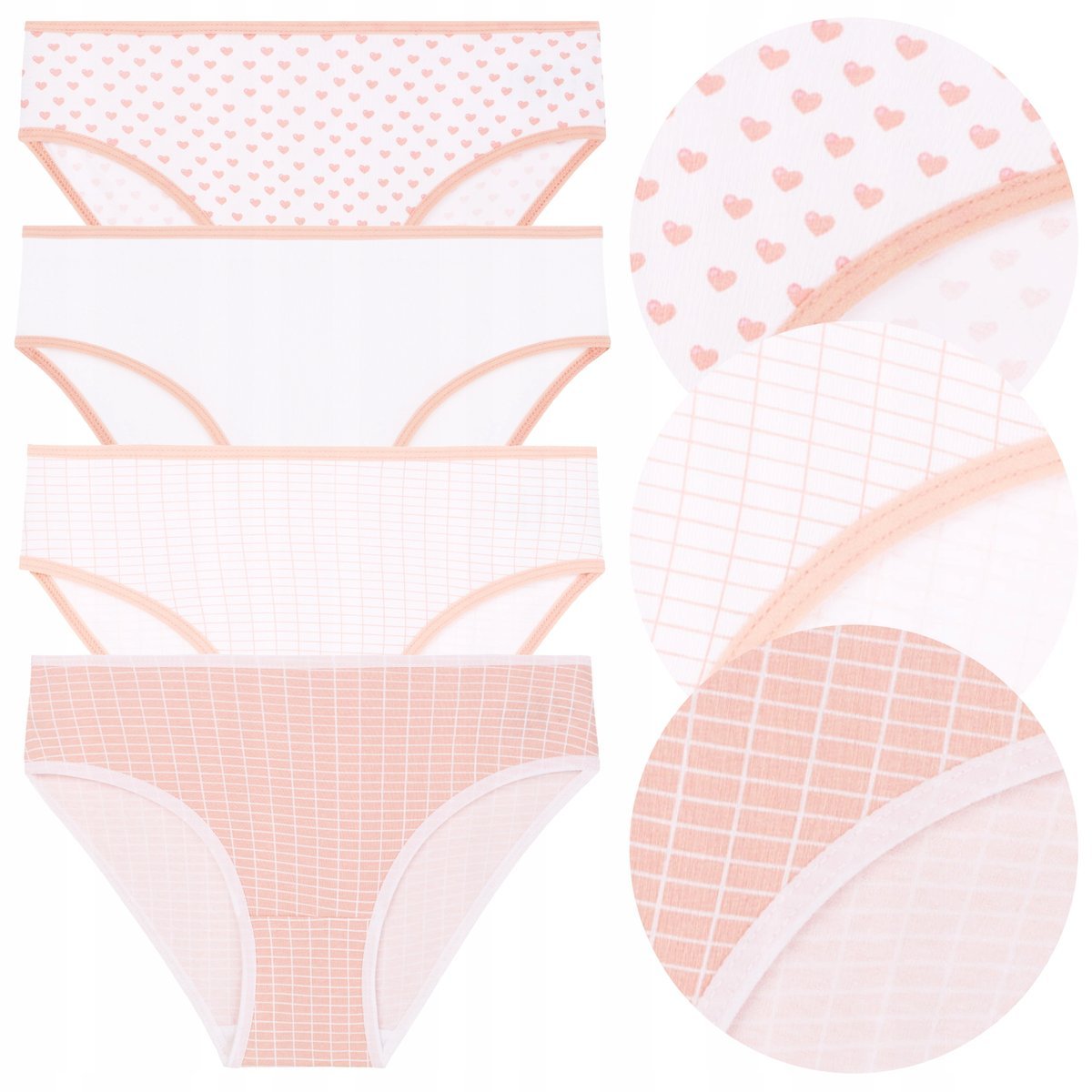 4x FIGI MAJTKI Dziewczęce Młodzieżowe MORAJ Kratka Serduszka r. 146-152