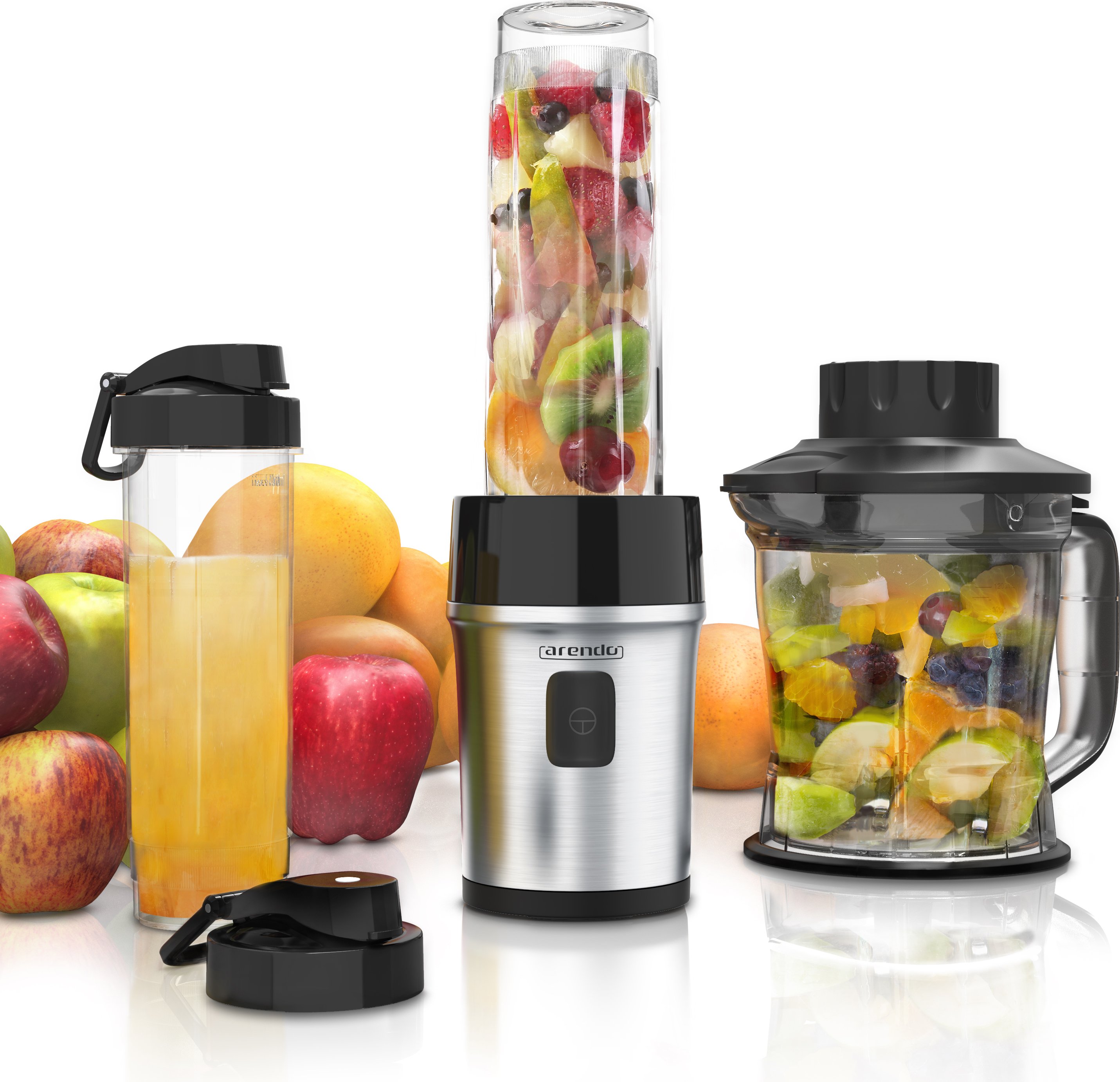 Blender Arendo 700 W, blender i rozdrabniacz ze stali nierdzewnej 1,2 l 2IN1, w tym 2x dzbanek do blendera 0,57 l każdy