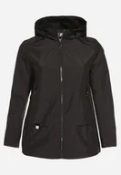 Kurtki damskie - Czarna Kurtka Wiatrówka z Nieodpinanym Kapturem i Ściągaczami Mevaria - miniaturka - grafika 1