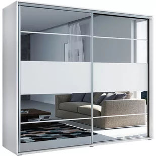 Szafa Przesuwna 230 z Lustrem A6 Skąpski Meble Biały, Grafit, 245 cm - Szafy - miniaturka - grafika 1