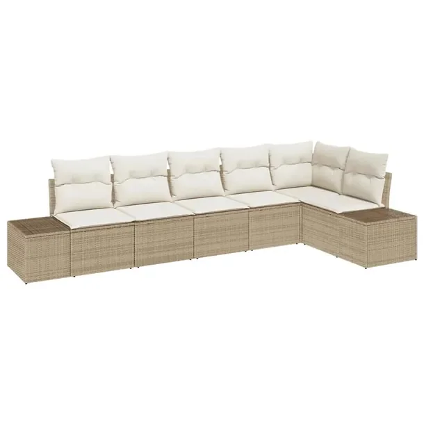 Zestaw Sofy Ogrodowej Modułowej Polirattan Beżowo-Biały 200x120 cm
