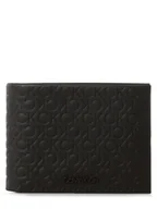 Portfele - Calvin Klein Skórzany portfel męski Mężczyźni skóra czarny wypukły wzór tkaniny, ONE SIZE - miniaturka - grafika 1