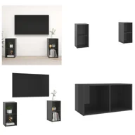 Szafki RTV - vidaXL Szafki pod telewizor 2 szt. Szary wysoki połysk 72x35x36,5 cm materiał drewnopochodny - szafka pod TV - szafki pod TV - meble pod TV - szafka pod TV - miniaturka - grafika 1