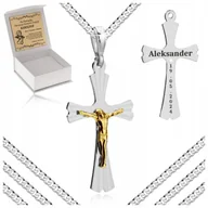 Biżuteria dla dzieci - SREBRNY NASZYJNIK + KRZYŻYK 925 GRAWER PREZENT DLA CHŁOPCA NA BIERZMOWANIE - miniaturka - grafika 1