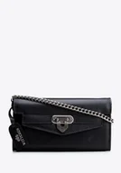 Torebki damskie - Damska kopertówka ze skóry naturalnej na łańcuszku czarna - miniaturka - grafika 1