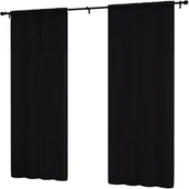 Zasłony - Zasłona gotowa 145x180 gładka matowa do salonu zasłony wewnętrzne czarne - miniaturka - grafika 1
