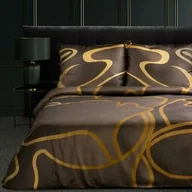 Pościel - Eurofirany Pościel satynowa 220x200 Alisma 1 brązowa beżowa z naturalnej tkaniny z włóknem TENCEL o jedwabistym dotyku Limited Collection - miniaturka - grafika 1