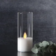 Świece - Świeca Led woskowa szklana M-TWINKLE biała 12,5cm ruchomy płomyk - miniaturka - grafika 1