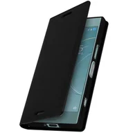 Etui i futerały do telefonów - Etui Folio Real Leather Sony Xperia XZ1 Compact Etui z miejscem na karty Podstawka wideo Czarny - miniaturka - grafika 1