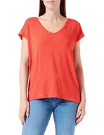 Koszulki i topy damskie - Bestseller A/S Damska koszulka Pcbillo Tee Lurex Stripes Noos, Poppy Red/Detail:Lurex Gold, XL - miniaturka - grafika 1