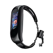 Etui i futerały do telefonów - Zamienna metalowa opaska bransoleta łańcuszek pasek do Xiaomi Mi Band 6 / 5 / 4 / 3 czarny - miniaturka - grafika 1