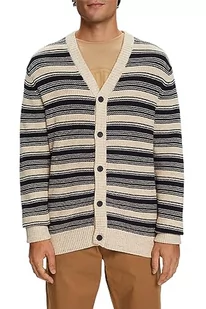 ESPRIT Kardigan w paski z dekoltem w serek, 100% bawełna, grantowy, XS - Swetry damskie - miniaturka - grafika 1