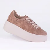 Półbuty damskie - Półbuty sportowe damskie GOODIN GD-LX1072 skóra nubuk brąz platforma 41 - miniaturka - grafika 1