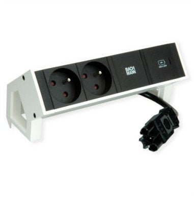 BACHMANN DESK2 2xUTE 1xUSB C 30W 0.2m GST18 RAL9010