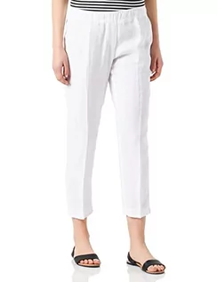 Spodnie damskie - BRAX Damskie spodnie lniane Maron, biały (White 99), 36W / 30L - grafika 1