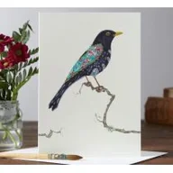 Kartki okolicznościowe i zaproszenia - DM Collection Karnet A046 B6 + koperta Ptak kos - miniaturka - grafika 1