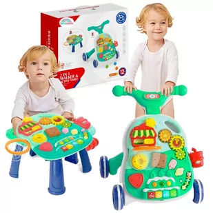 Chodzik Pchacz Interaktywny Stolik Jeżdzik Panel Edukacyjny 2W1 Pianinko - Chodziki - miniaturka - grafika 1