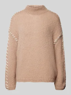 Sweter z dzianiny z prążkowanymi wykończeniami model ‘CHOCA’ - Swetry damskie - miniaturka - grafika 1