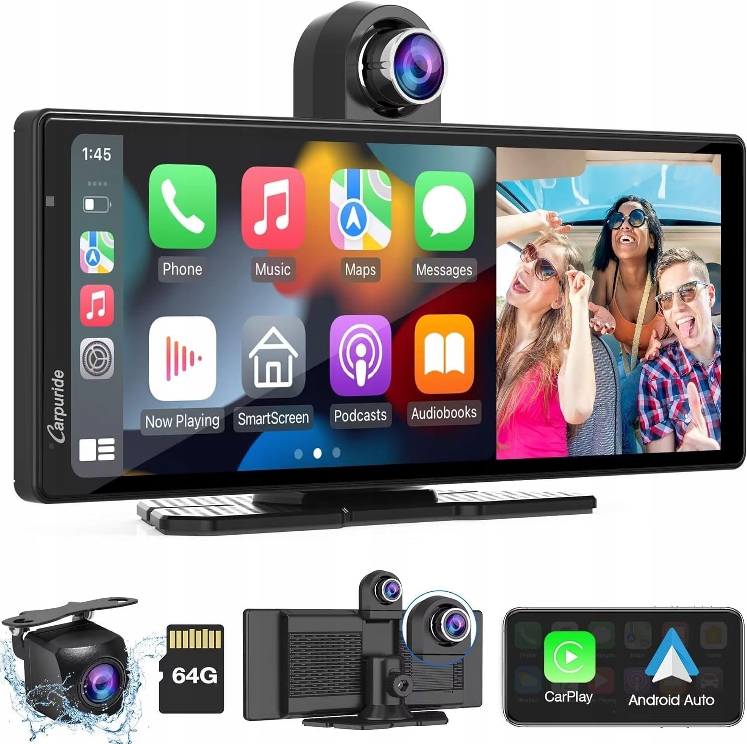 Carpuride W903 kamera przednia i cofania, Bluetooth GPS