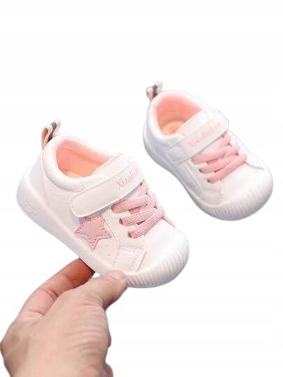 SHEIN BIAŁE SPORTOWE BUTY DZIECIĘCE Z RÓŻOWĄ GWIAZDKĄ I RZEPAMI 14 1DB