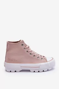 Wysokie Materiałowe Trampki Na Platformie Big Star LL274157 Nude-38 - Trampki damskie - miniaturka - grafika 1