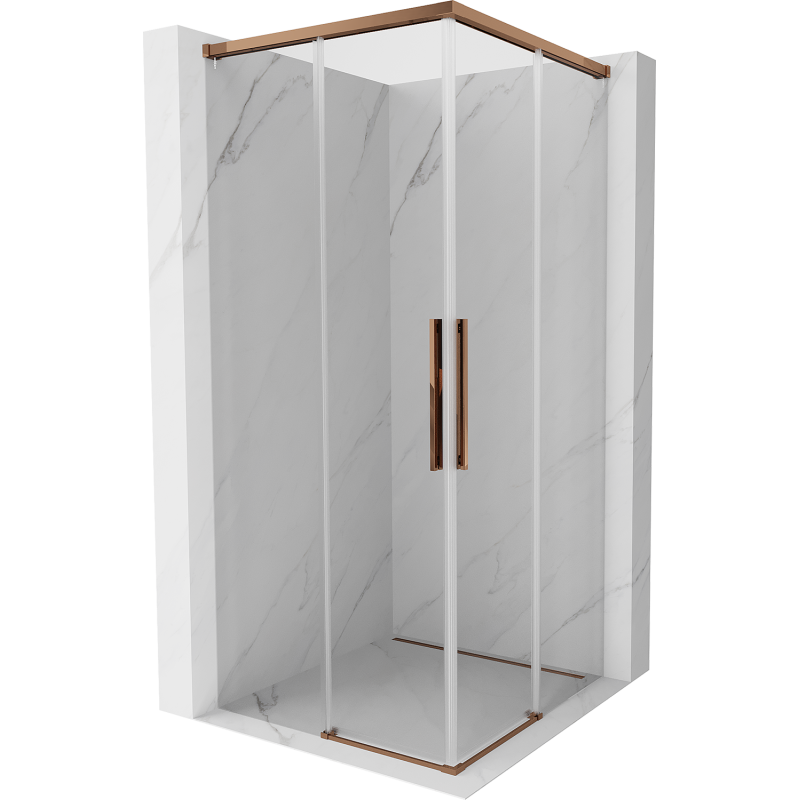 Mexen Rox Duo kabina prysznicowa rozsuwana 90 x 90 cm, transparent, różowe złoto - 8C2D-090-090-60-00