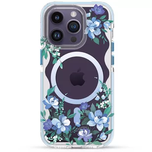 Kingxbar Flora Series magnetyczne etui iPhone 14 Plus MagSafe ozdobione nadrukiem w kwiaty orchid - Etui i futerały do telefonów - miniaturka - grafika 1