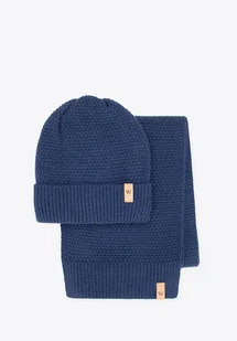 Zestaw zimowy: czapka i szalik o grubym splocie granatowy - Czapki damskie Zestaw zimowy: czapka i szalik o grubym splocie granatowy - Czapki damskie - miniaturka - grafika 1