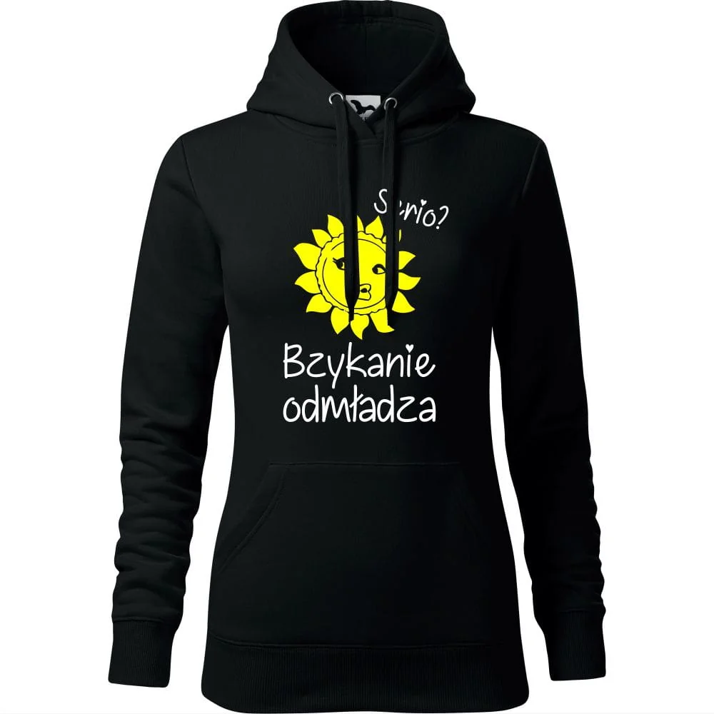Damska Bluza Z Kapturem - Serio? Bzykanie Odmładza Czarny Xl