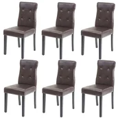 Krzesła - Zestaw 6 krzeseł do jadalni HWC-E58, krzesła do jadalni ~ imitacja skóry brązowy, ciemne nogi - miniaturka - grafika 1