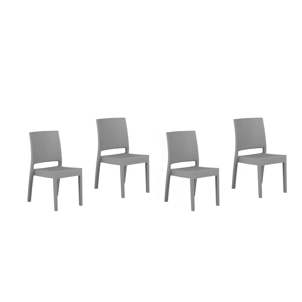 Beliani Zestaw 4 krzeseł ogrodowych jasnoszarych FOSSANO