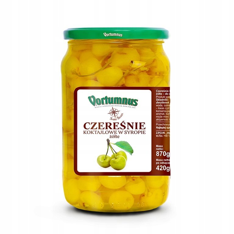 CZEREŚNIE KOKTAJLOWE ŻÓŁTE VORTUMNUS 870G