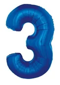 Balony i akcesoria - Balon foliowy "3" niebieski 85cm - miniaturka - grafika 1