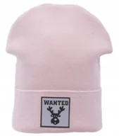 Czapki damskie - Czapka Damska Zimowa Jesienna Smerfetka Ozdobna Naszywka Różowa Róż - miniaturka - grafika 1