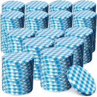 Pojemniki kuchenne - Metalowe wieczka do słoików Virbo 200 szt. 82mm "Niebieska Krata" - miniaturka - grafika 1