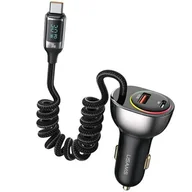 Ładowarki samochodowe - USAMS Ład. sam. C37 1xUSB+1xUSB-C 60W + kabel USB-C 30W PD+QC Fast Charge czarny/black CC192CC01 (US-CC192) - miniaturka - grafika 1