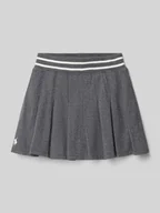 Sukienki i spódniczki dla dziewczynek - Spódnica plisowana z imitacji dzianiny z wyhaftowanym logo - miniaturka - grafika 1