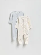 Komplety dla niemowląt - Reserved - Bawełniany pajacyk 2 pack - złamana biel - miniaturka - grafika 1