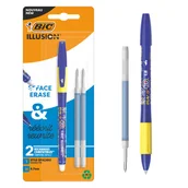 Długopisy - Wymazywalny niebieski długopis żelowy BIC Illusion końcówka 0,7 mm + 2 wkłady - miniaturka - grafika 1
