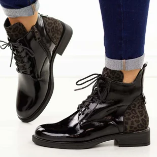 Czarne lakierowane botki damskie Vinceza 58610 - Botki damskie - miniaturka - grafika 1