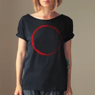 Koszule damskie - Koło czerwone czarny Krótki Oversize - miniaturka - grafika 1