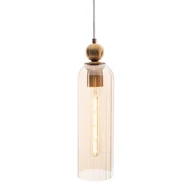 Lampy sufitowe - Loftowa lampa wisząca Campanila P0510 Maxlight szkło tuba mosiądz przezroczysty - miniaturka - grafika 1
