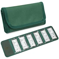 Portfele - Wielopak etui na pieniądze – kieszonkowy organizer na gotówkę z zamkiem błyskawicznym, portfel kopertowy na podróż, budżetowanie, paragony, kupony i wskazówki, ZIELONY, 4.25x8 inches, Nowoczesny - miniaturka - grafika 1