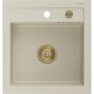 Zlewozmywaki - Mexen Vito zlewozmywak granitowy 1-komorowy 520 x 490 mm, beżowy, syfon złoty - miniaturka - grafika 1