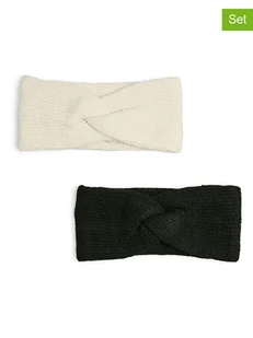 Pieces Opaski (2 szt.) w kolorze kremowym i czarnym na czoło - Czapki damskie - miniaturka - grafika 1