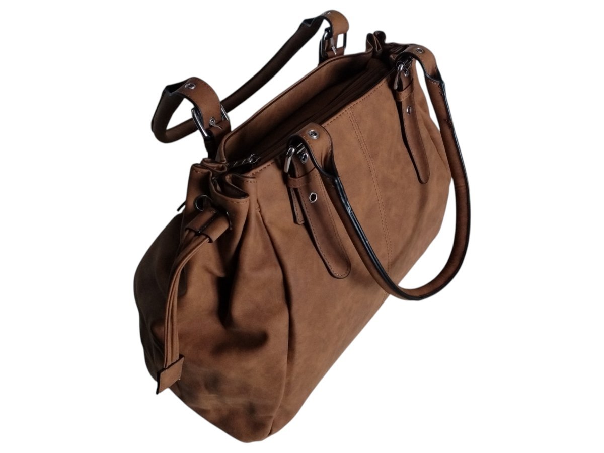 Torba Shopper Damska Na Ramię, Duża Praktyczna Modna Torebka Brązowy