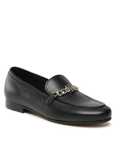 Półbuty damskie - Tommy Hilfiger Lordsy Elevated Th Chain Loafer FW0FW06548 Czarny - grafika 1