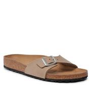 Klapki i japonki damskie - Klapki Birkenstock Madrid 1026706 Soft Birki Vegan Gray Taupe - miniaturka - grafika 1